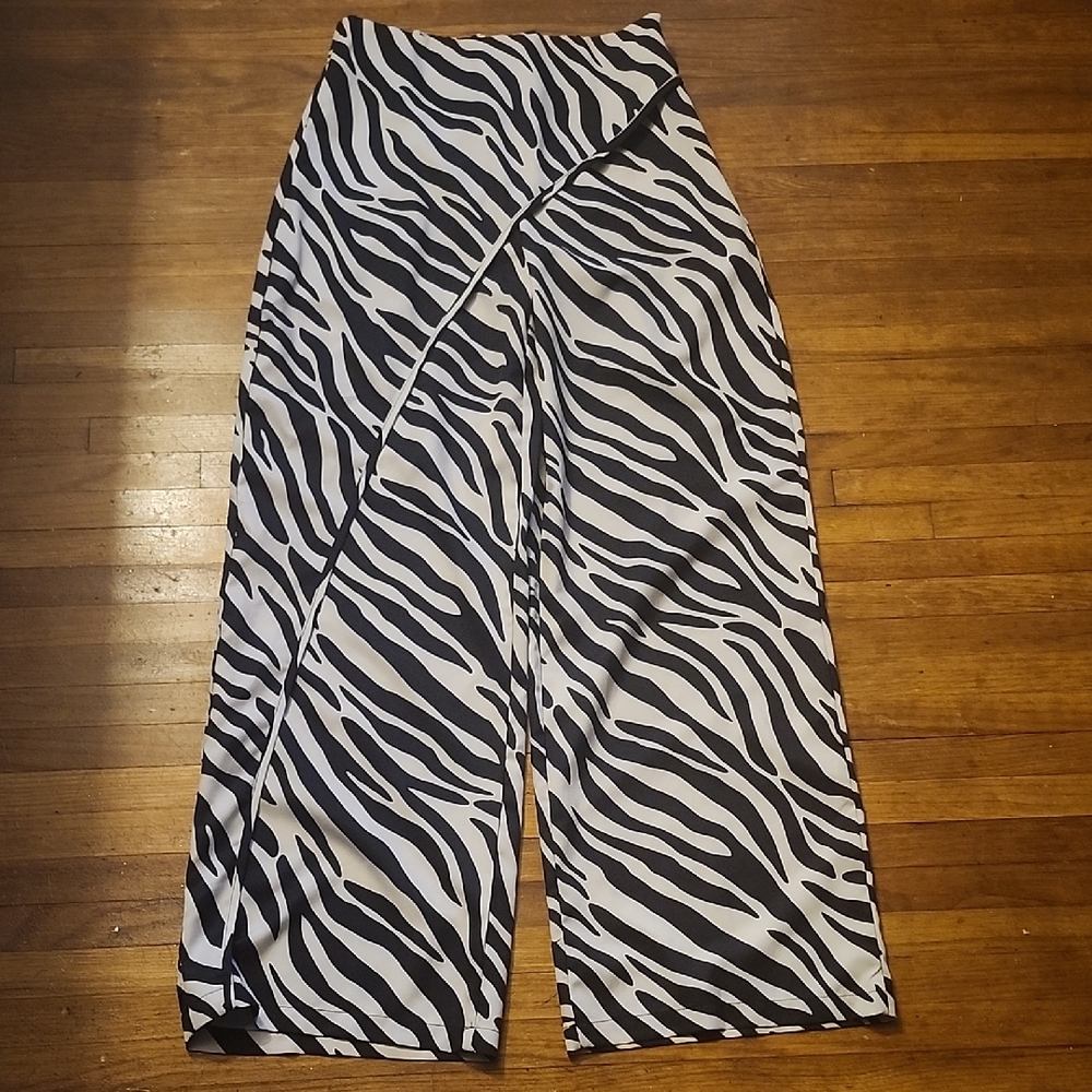 Zebra Print Wide Leg Pants